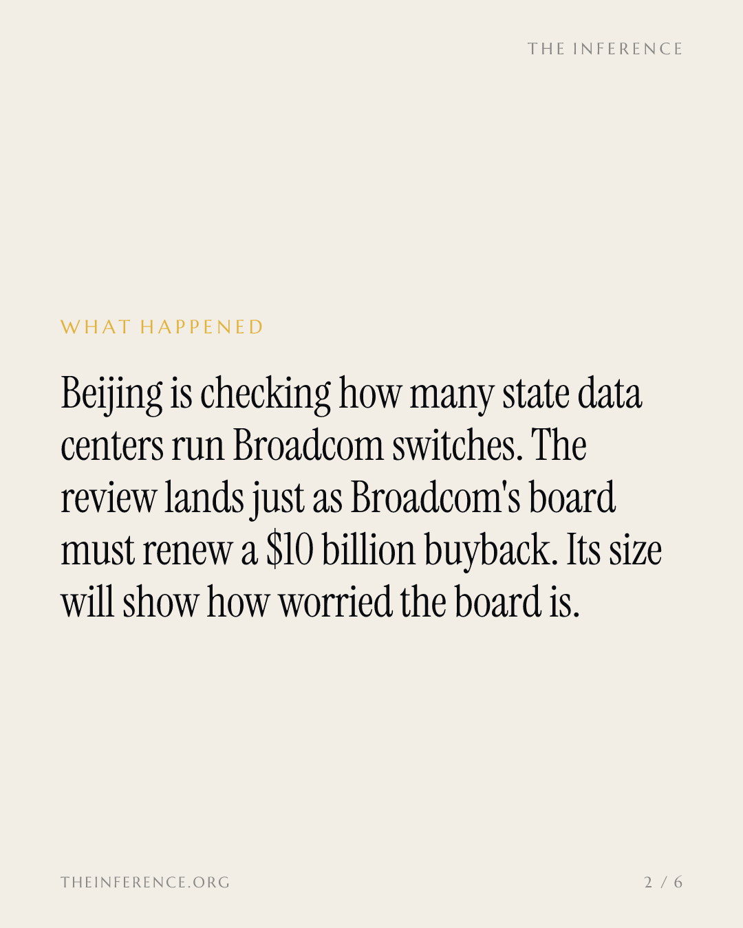Beijing's switch review now overhangs Hock Tan's December buyback call — slide 1