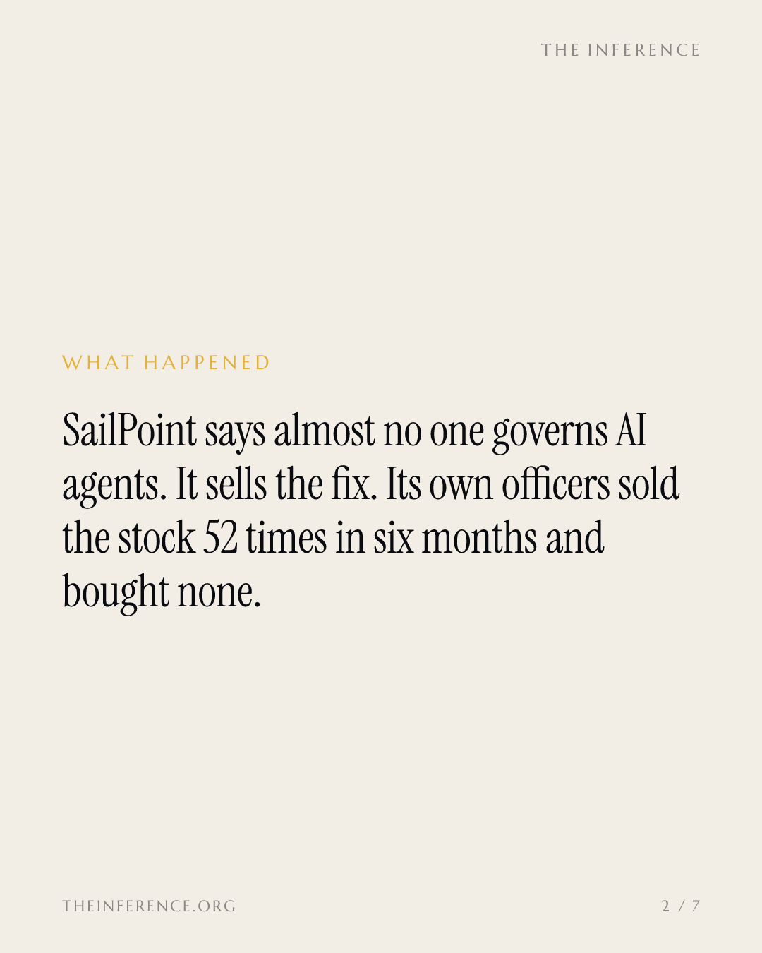 SailPoint sells a 40-to-1 identity gap while its insiders sell the stock — slide 1