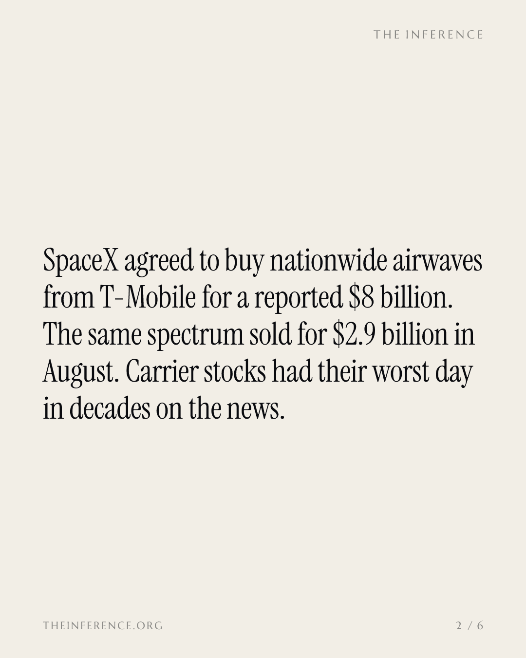 SpaceX agreed to pay a reported $8 billion for spectrum T-Mobile sold for $2.9 billion in August — slide 1