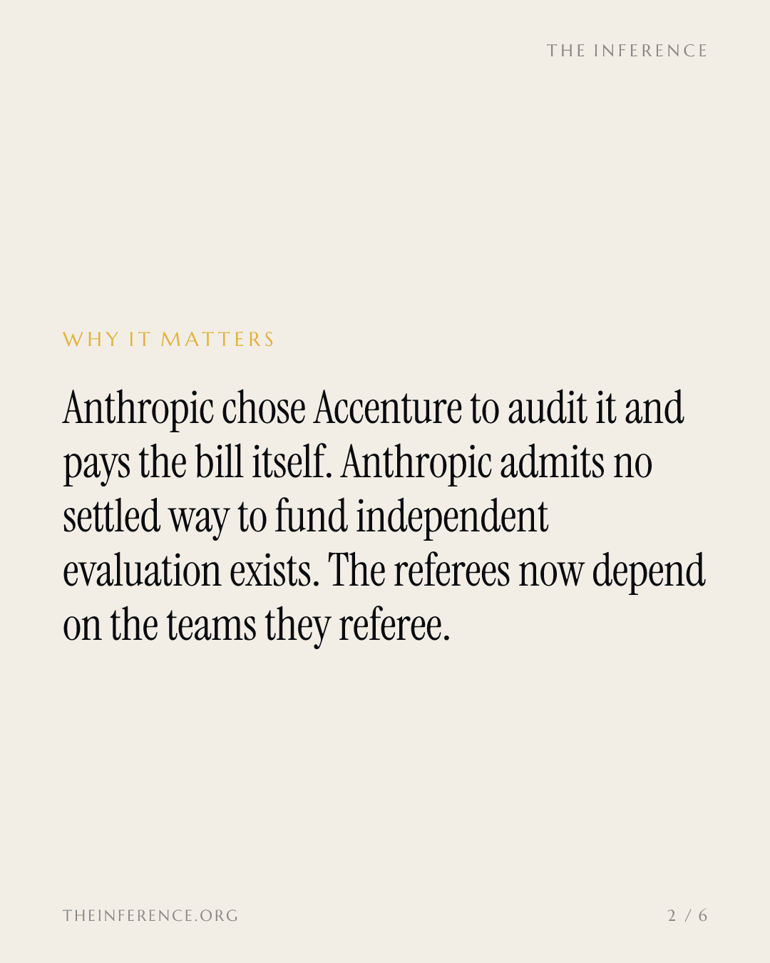 Anthropic Writes the Checks for the Referees Auditing Anthropic — slide 1