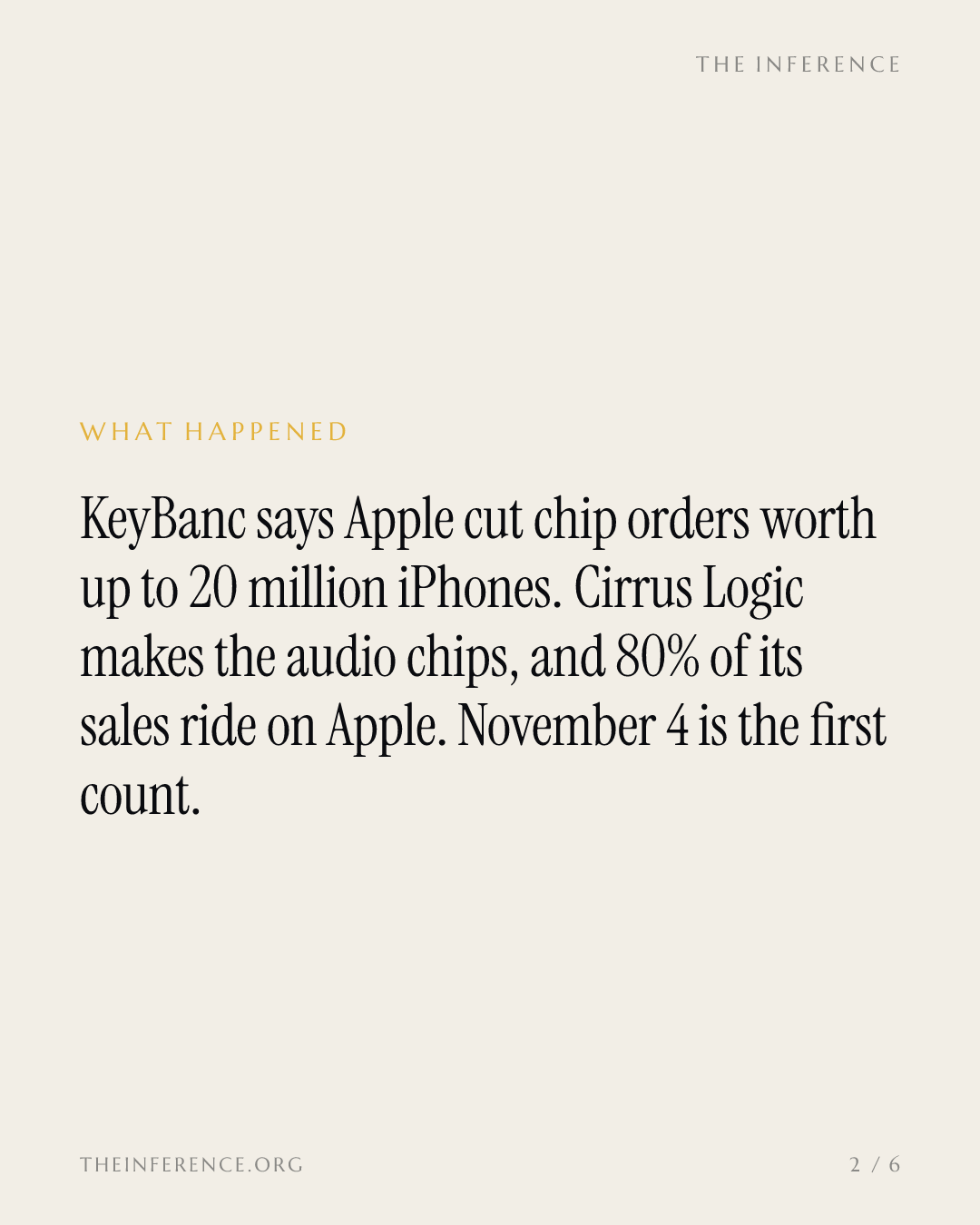 KeyBanc says Apple cut wafer starts worth up to 20 million iPhones before Cirrus Logic's November 4 print — slide 1