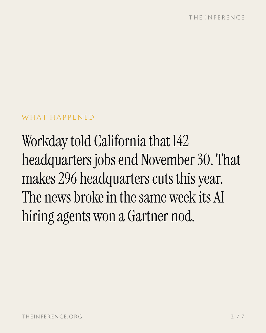 Workday cuts 142 at HQ while selling agents that automate hiring — slide 1