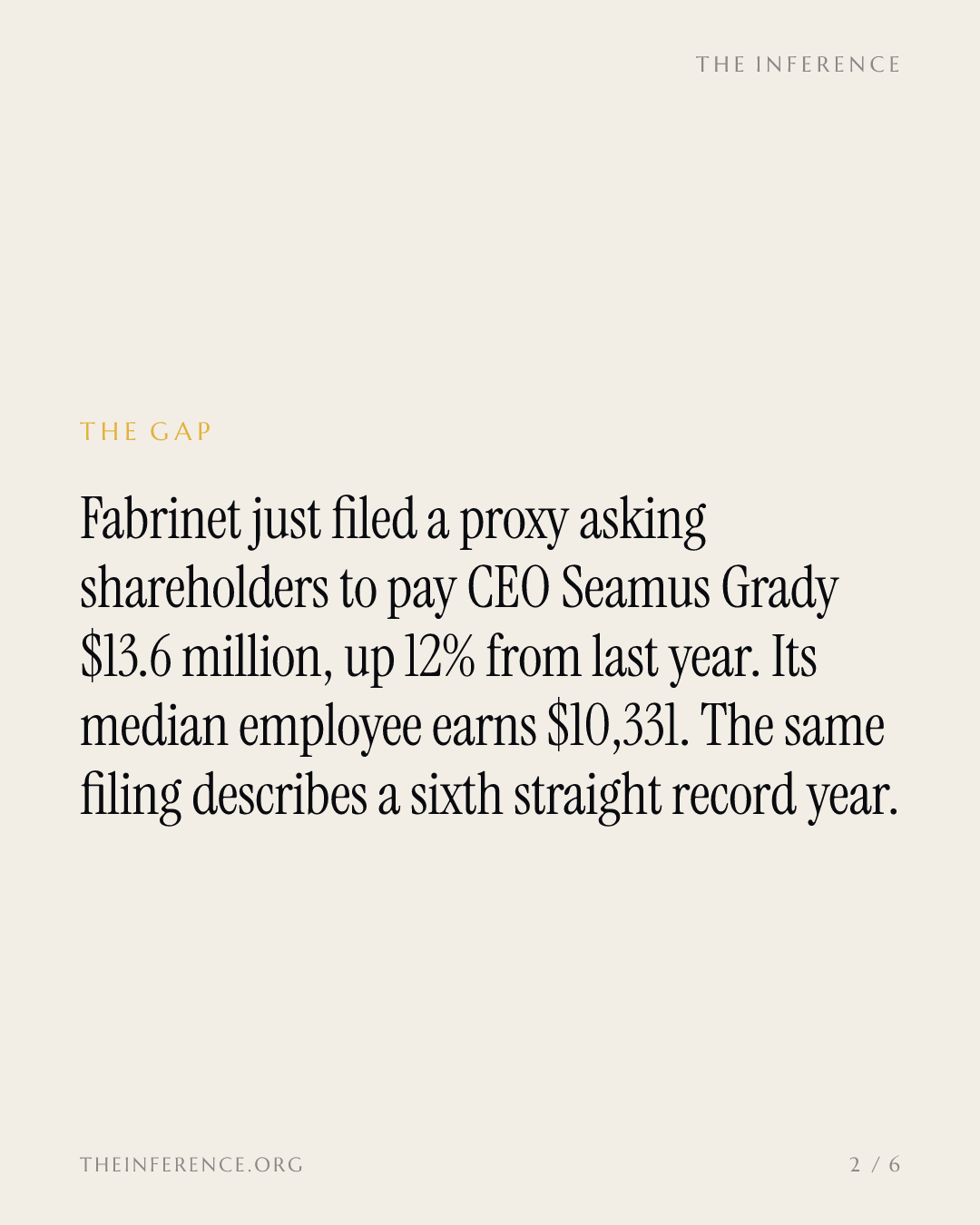 Fabrinet's CEO drew $13.6 million, 1,317 times its median worker, as the stock sits 57% off its high — slide 1
