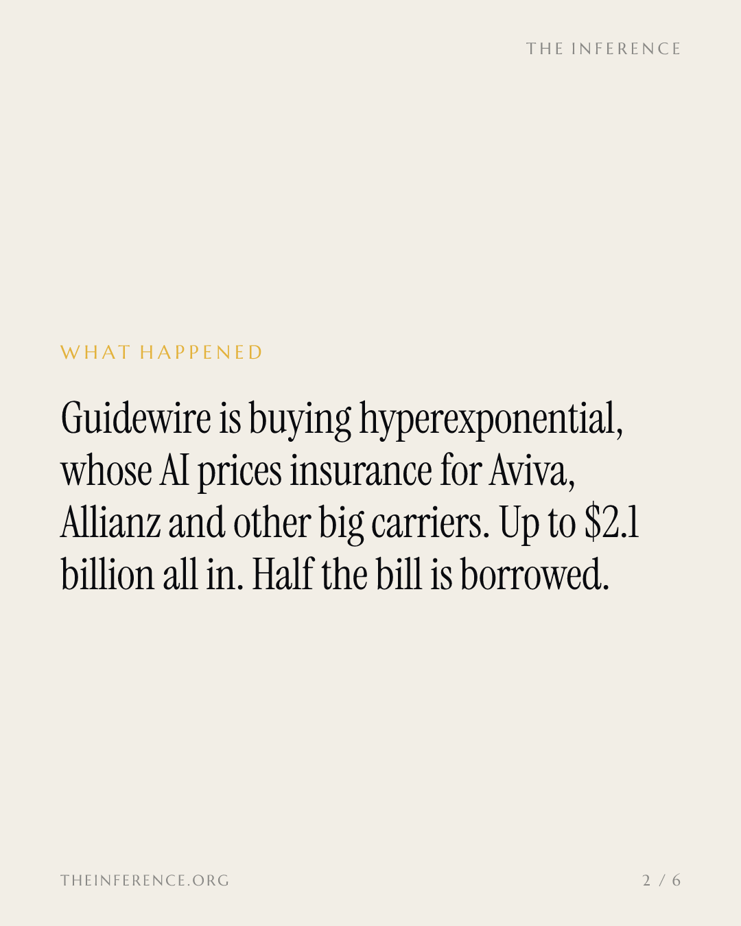 Guidewire borrows $1 billion to buy the AI that prices $75 billion of premiums — slide 1