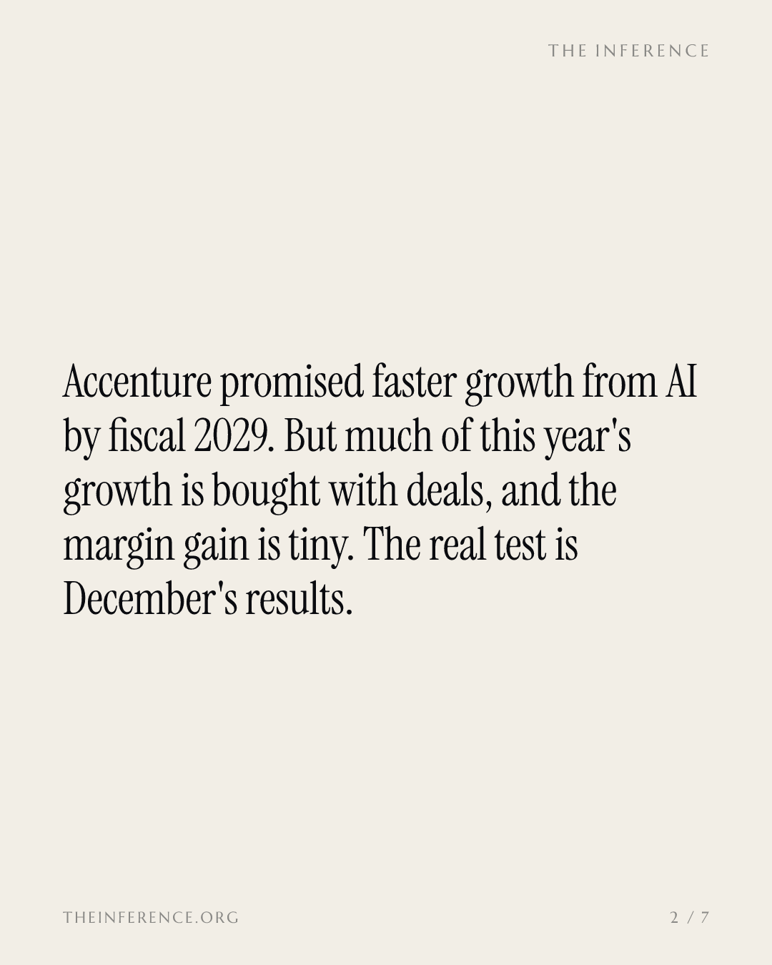 Accenture's plan leans on $8 billion of deals, and the acceleration it promises waits until 2029 — slide 1
