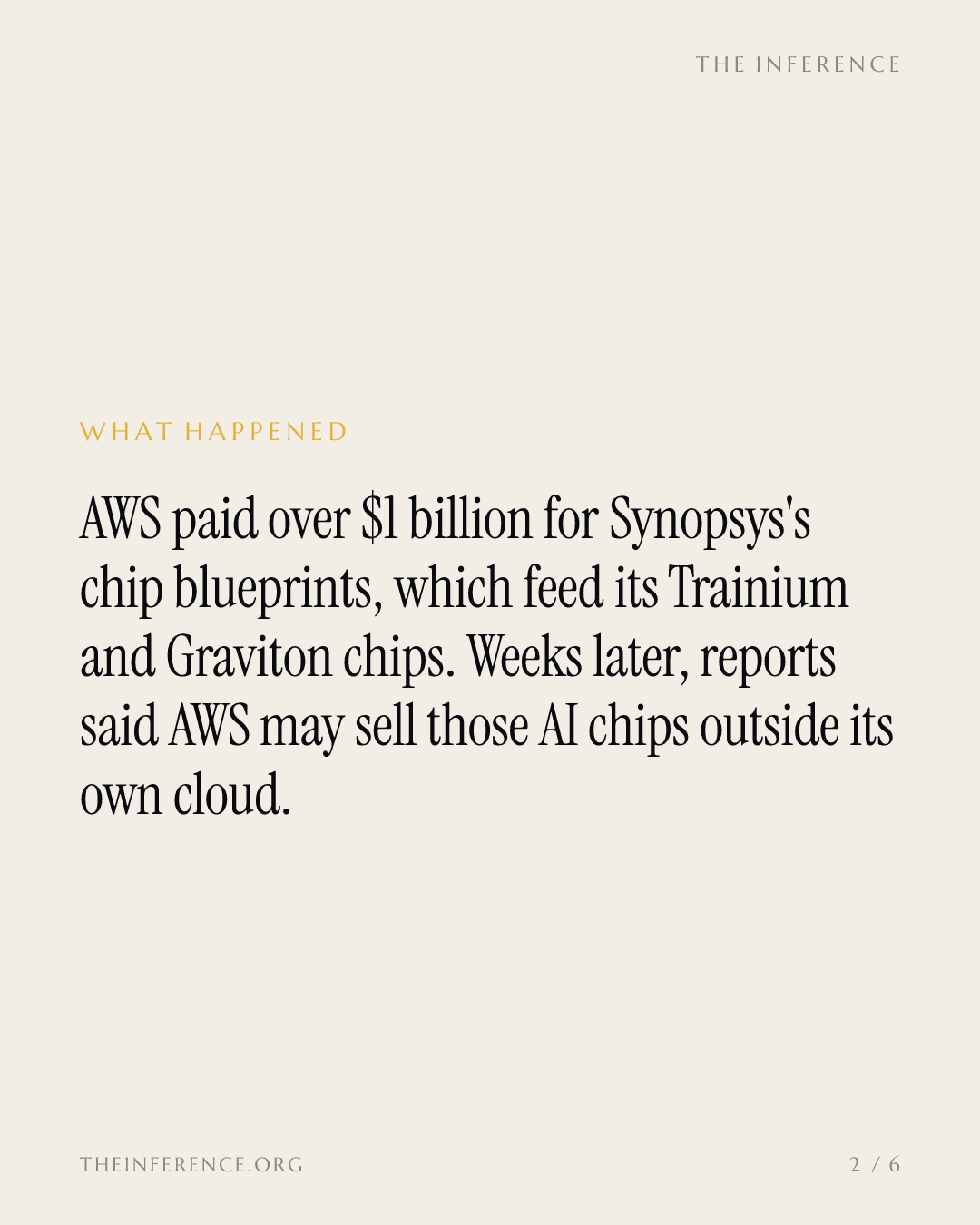 Amazon's AWS pays Synopsys over $1 billion for chip blueprints to build past Nvidia — slide 1