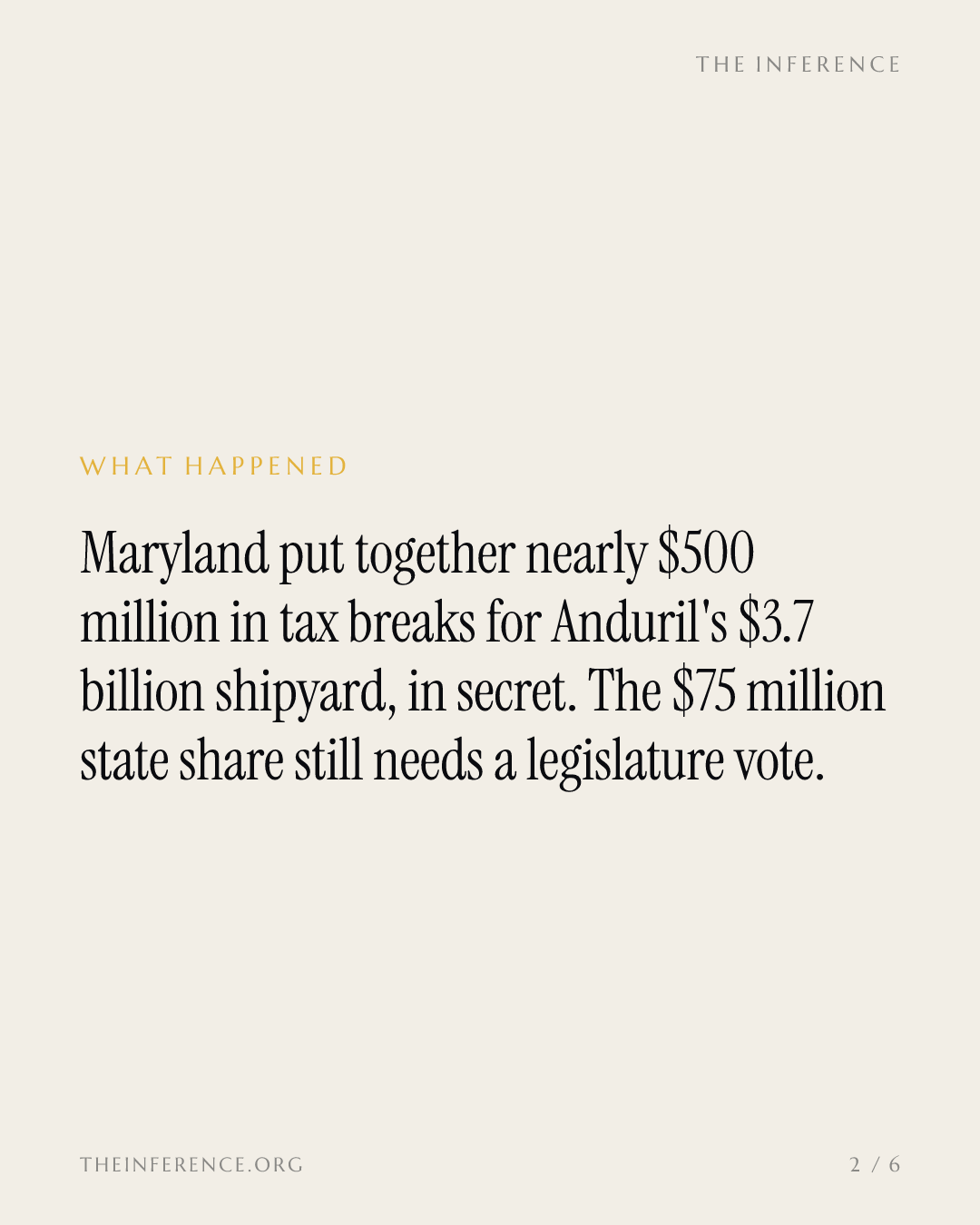 Maryland promised Anduril nearly $500 million in tax breaks before its legislature votes on $75 million — slide 1