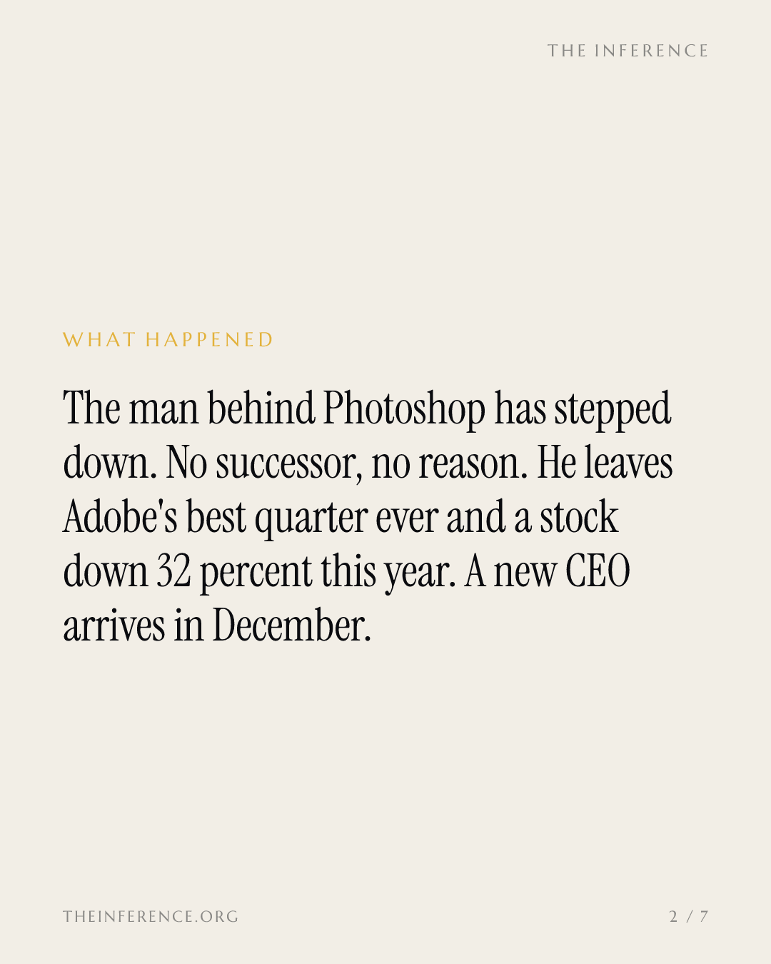 The executive who ran Photoshop just left Adobe with no successor and no reason — slide 1