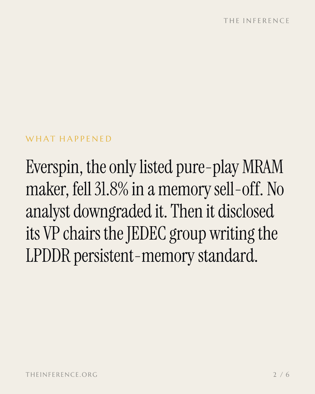 Everspin lost a third of its value in 30 days, then won the JEDEC chair — slide 1