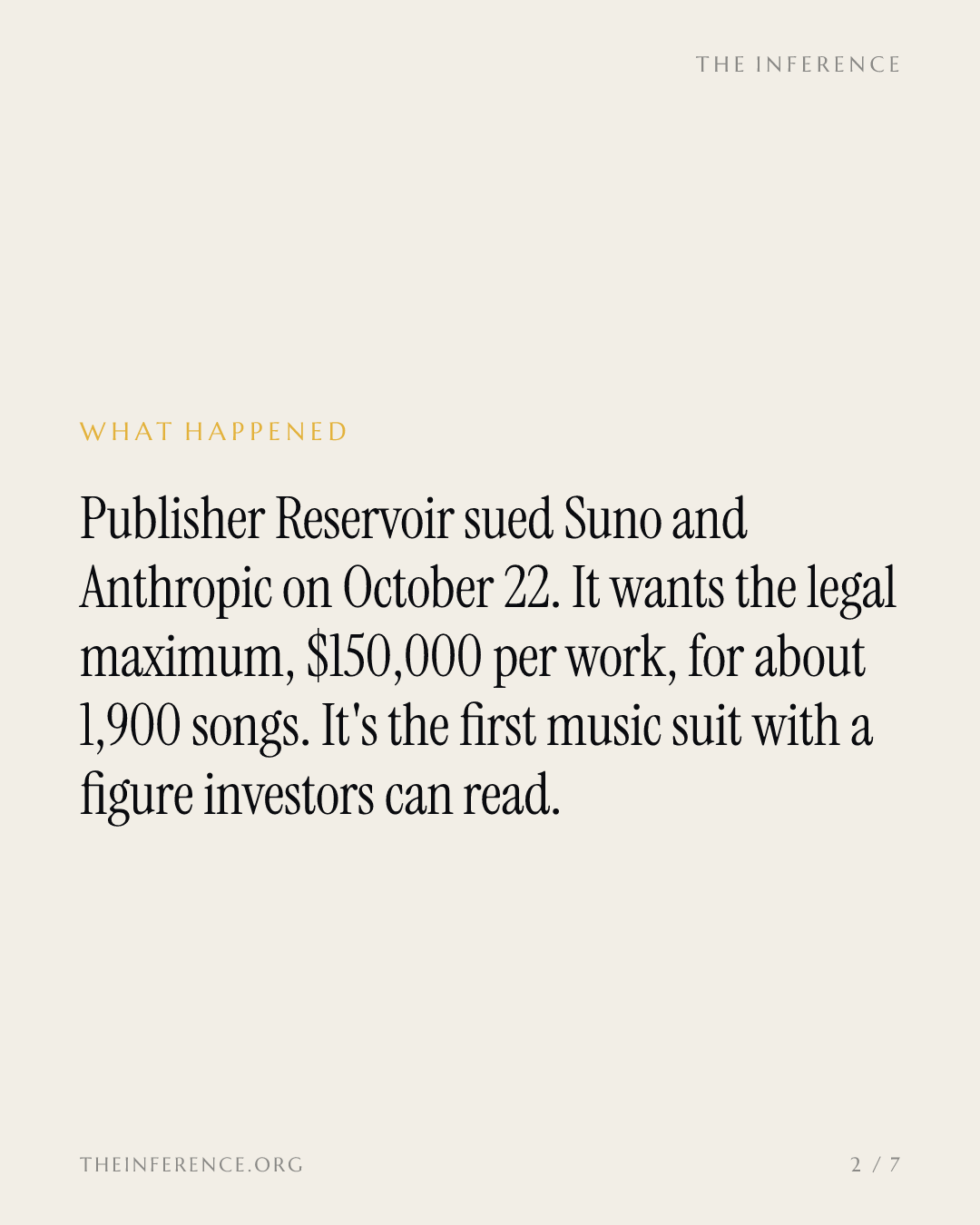 Reservoir Media sues Suno for $186 million and Anthropic for $151 million over AI music training — slide 1