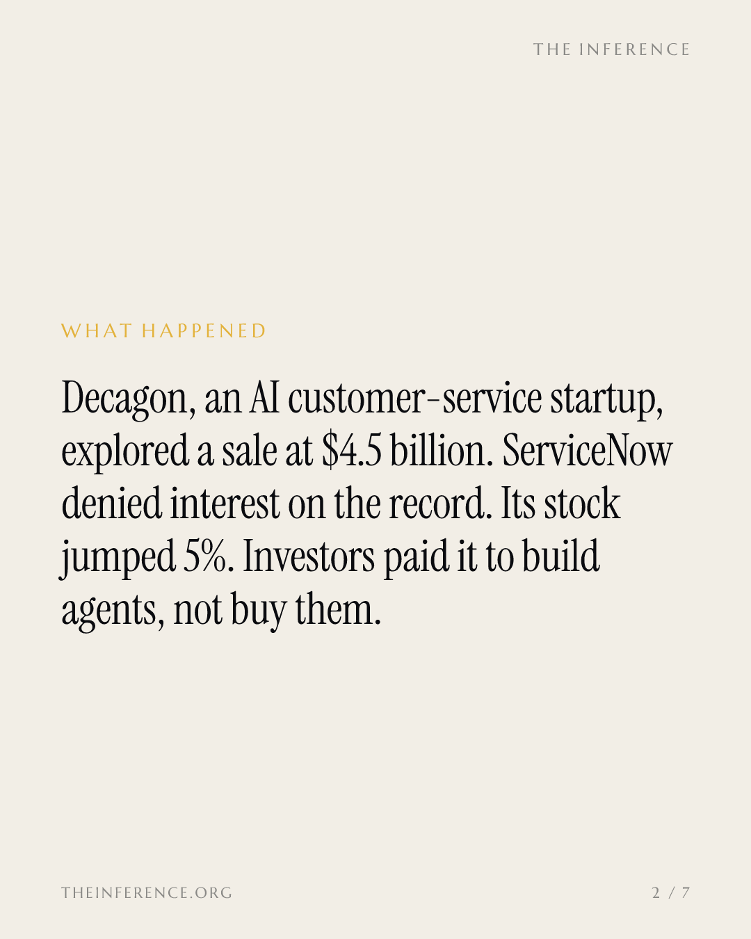 ServiceNow said no to buying Decagon and got paid 5% for the answer — slide 1