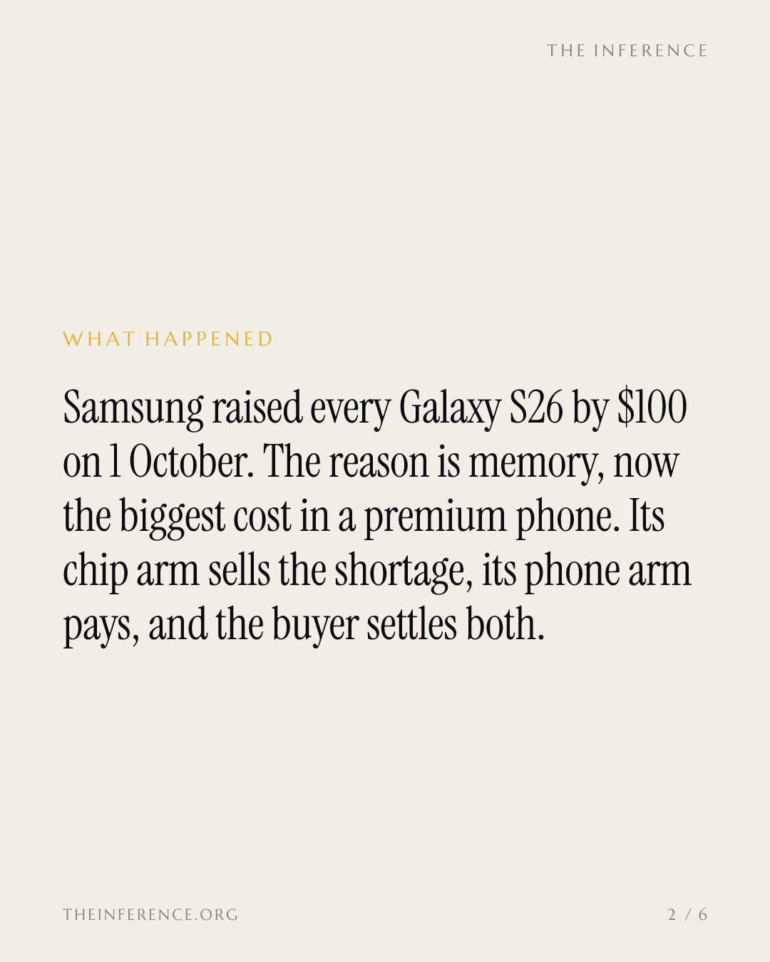 The Galaxy S26's $100 Hike Is a Memory Invoice With the Buyer's Name on It — slide 1