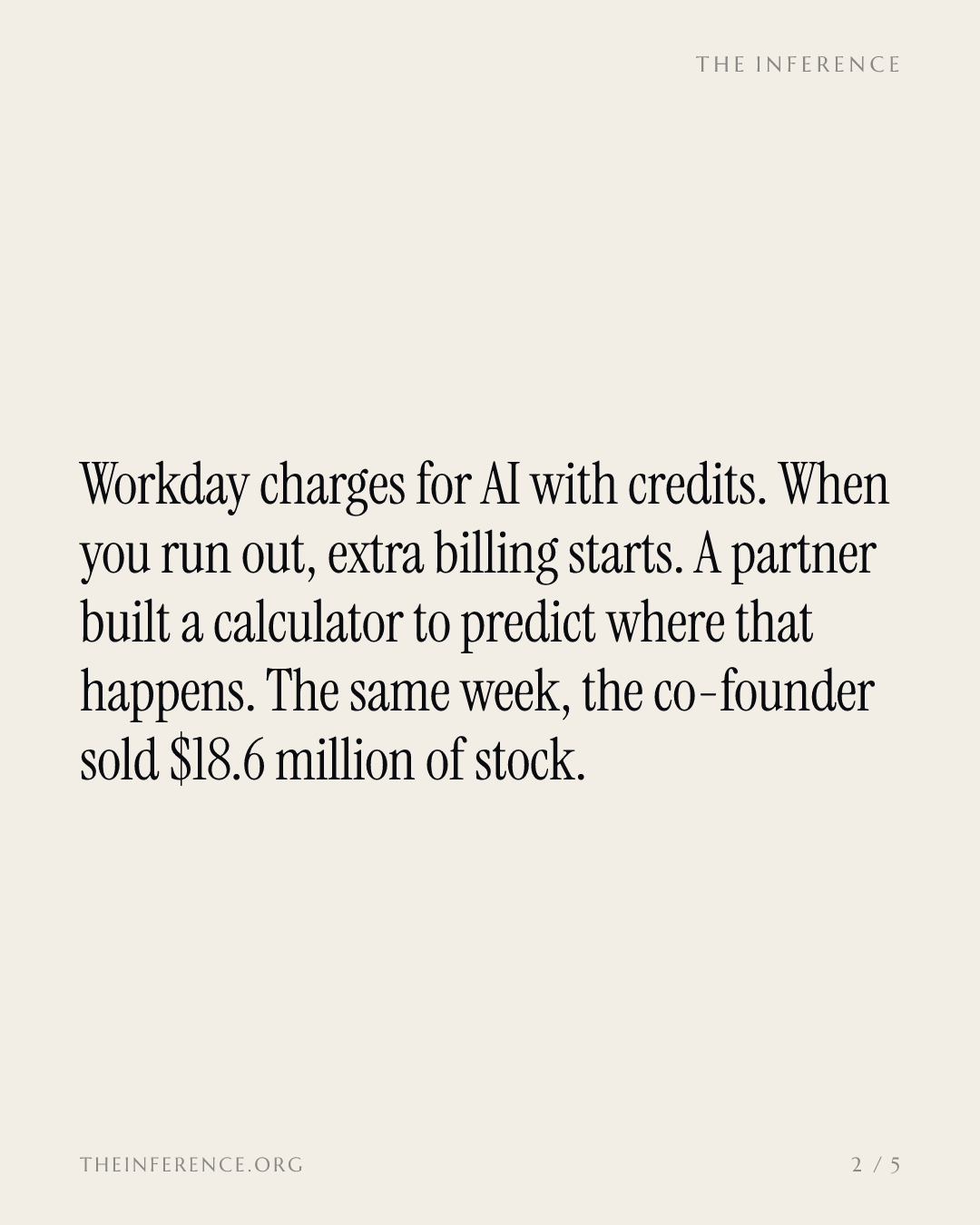 Workday's partners sell a calculator for its AI bill while its co-founder sells $18.6 million of stock — slide 1