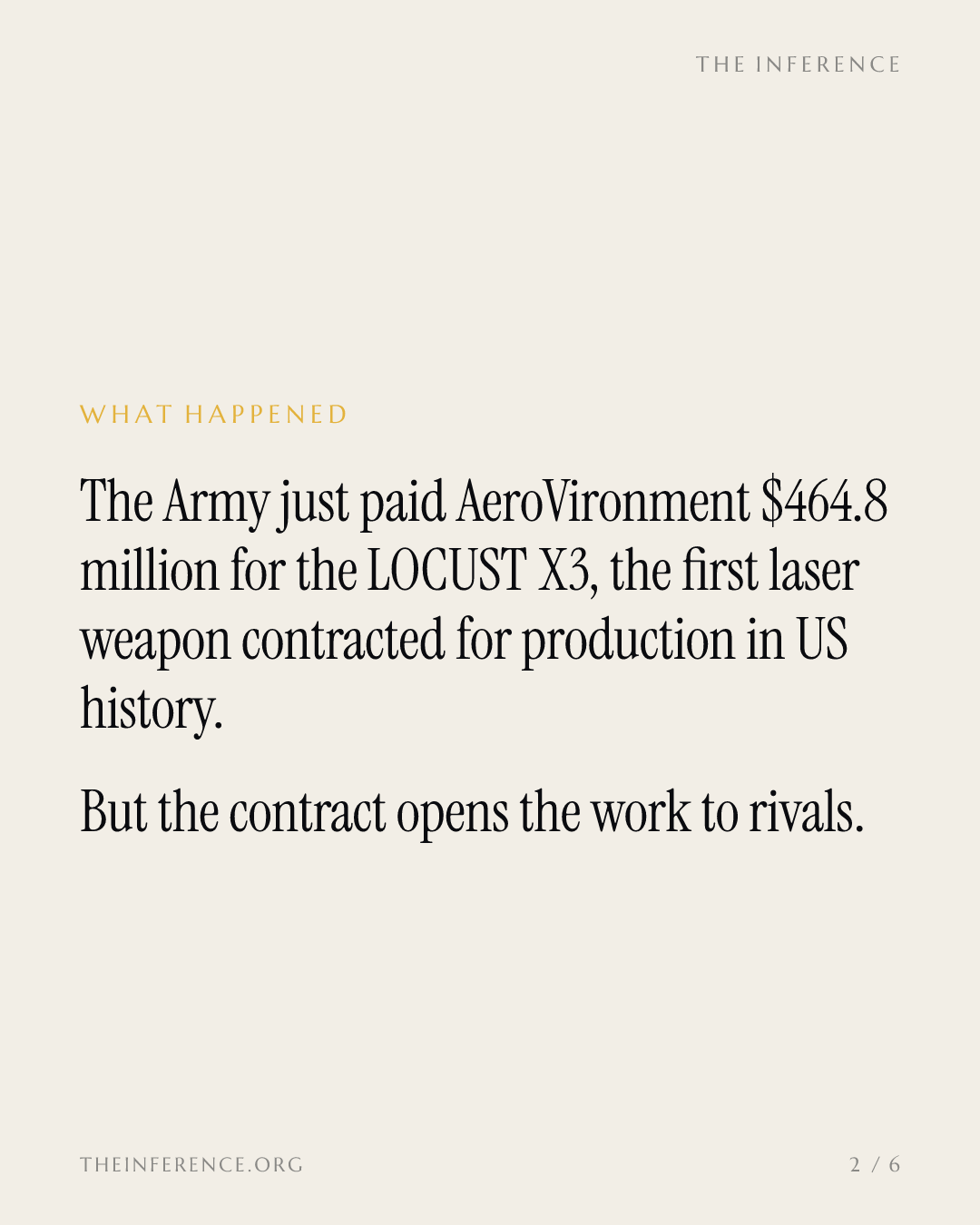 The Army's first production laser pays AeroVironment $464.8 million and keeps the profit contestable — slide 1