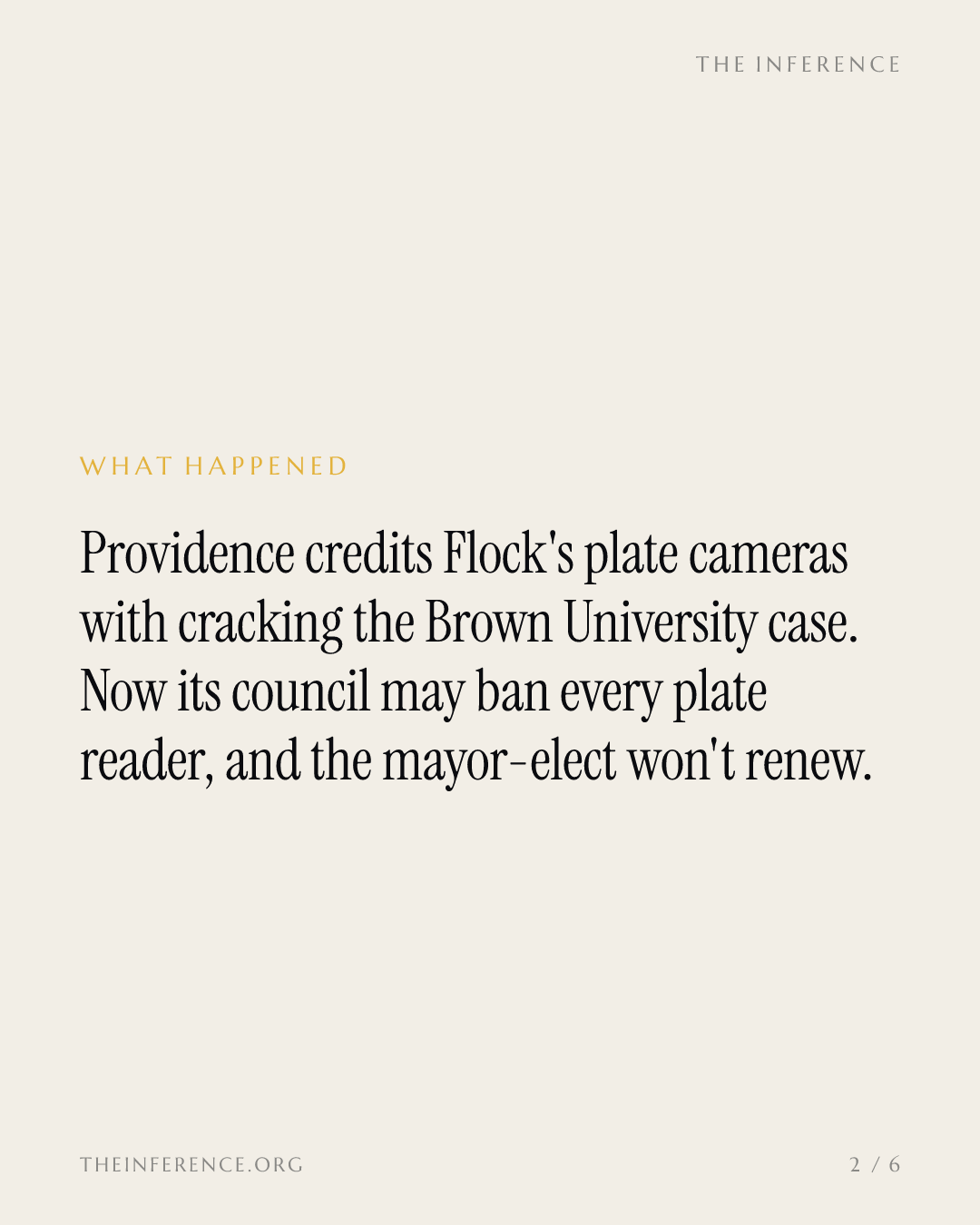 Providence credits Flock with an 86% homicide clearance rate, then moves to ban every plate reader — slide 1