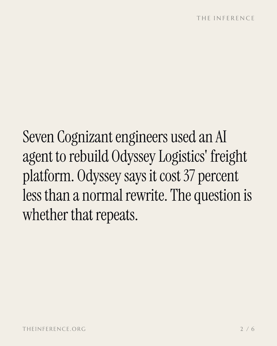 Cognizant rebuilt Odyssey Logistics' freight platform for 37 percent less than a conventional rewrite — slide 1