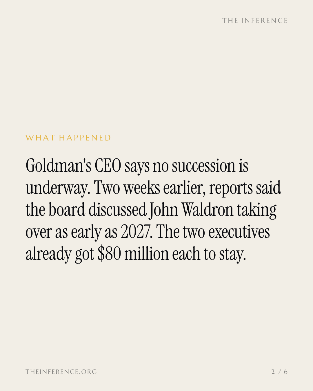 Goldman Sachs says no succession is underway after paying Solomon and Waldron $80 million each to stay — slide 1