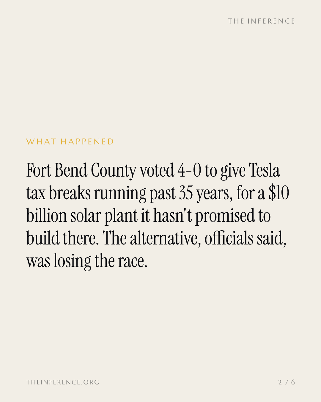 Fort Bend offered Tesla 35 years of tax breaks for a plant Tesla hasn't chosen — slide 1