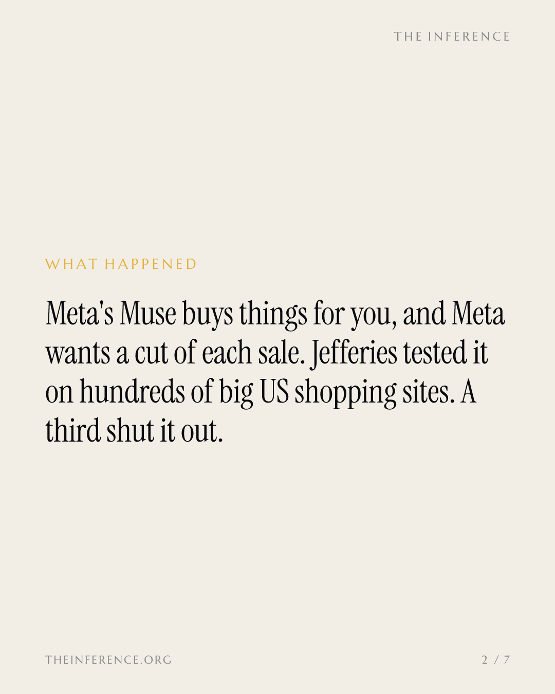 A third of leading US commerce sites block Meta's Muse. Googlebot walks in. — slide 1