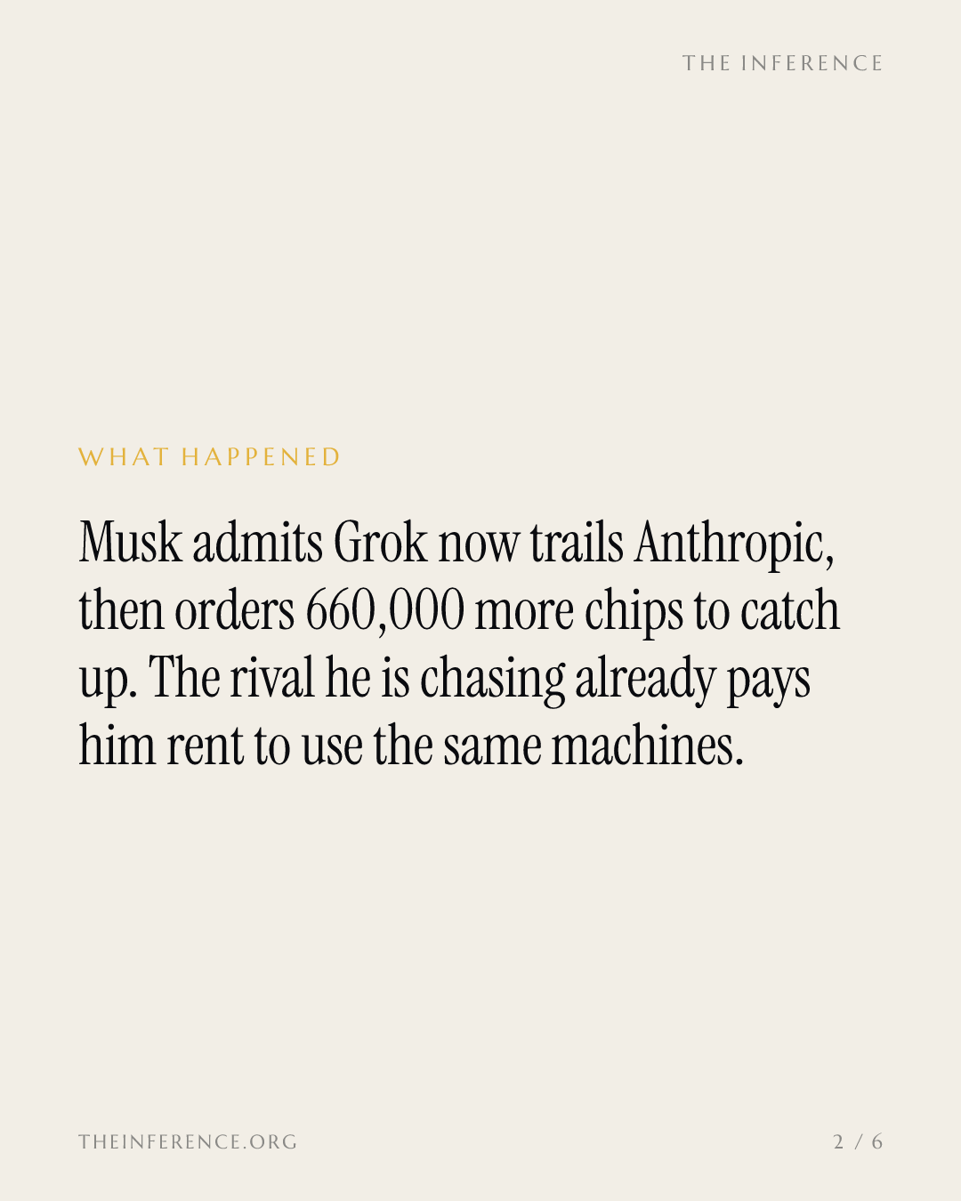 Musk Concedes Anthropic Leads Grok, Then Orders 660,000 GPUs Before Year-End — slide 1