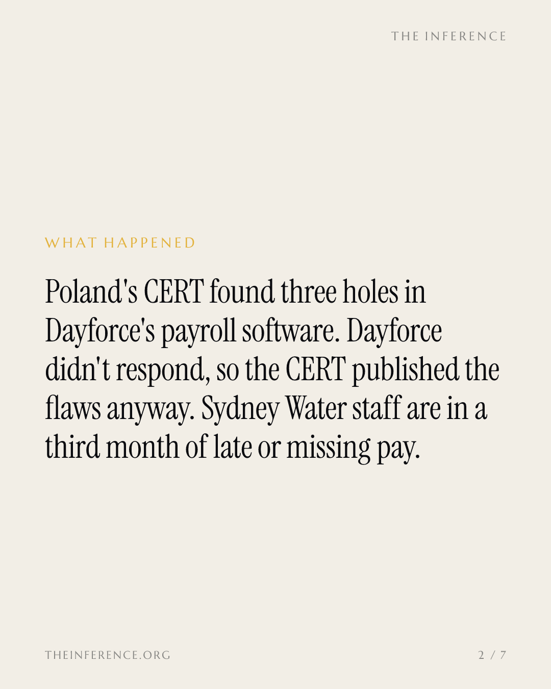 Poland's CERT could not reach Dayforce, and published three payroll flaws anyway — slide 1