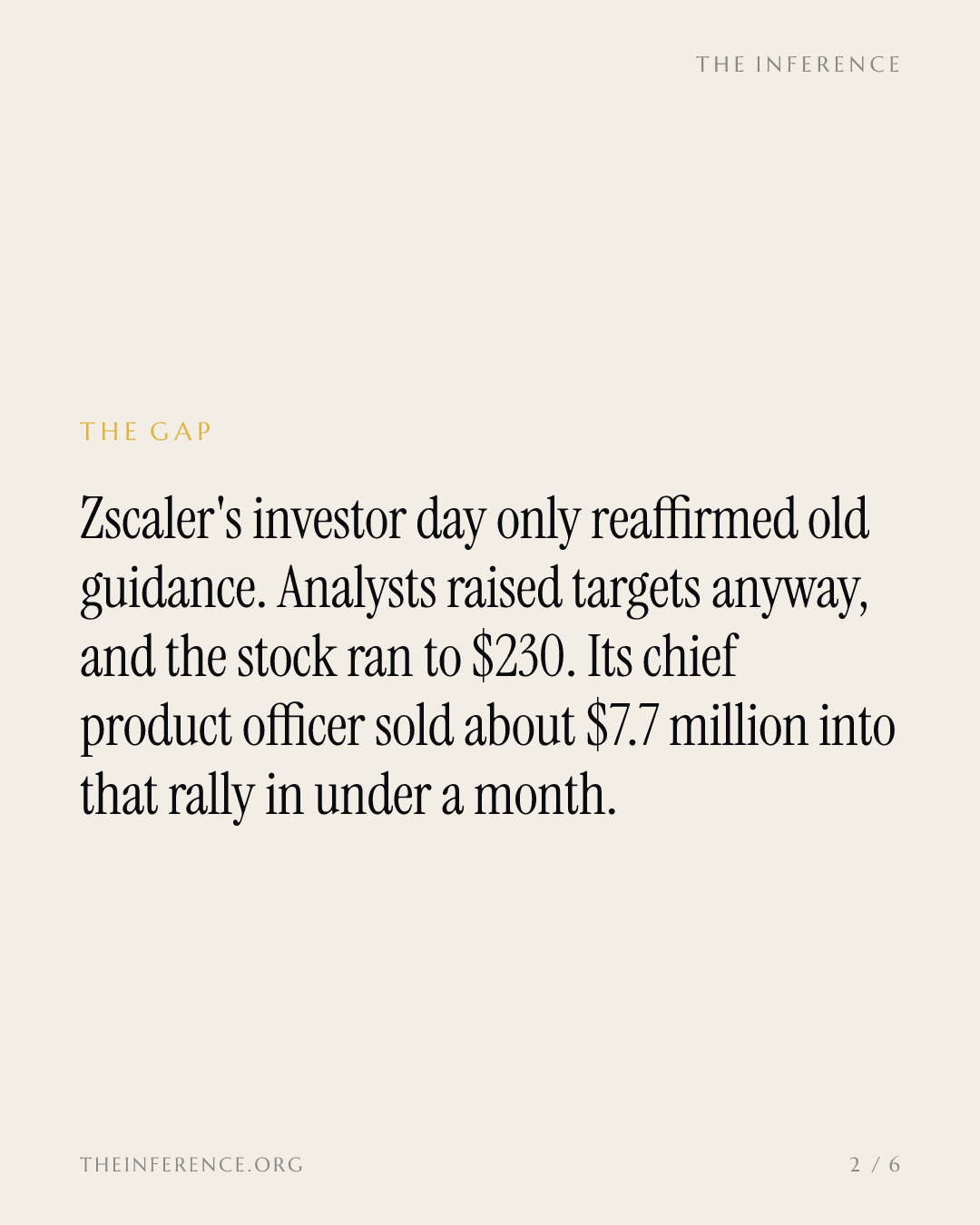 Zscaler officers sold 39 times in six months and never bought; the rally came on reaffirmed guidance — slide 1