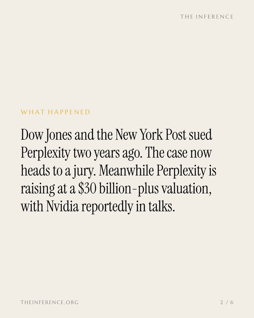Perplexity chases $30 billion as the Dow Jones case clears expert discovery and heads to a jury — slide 1