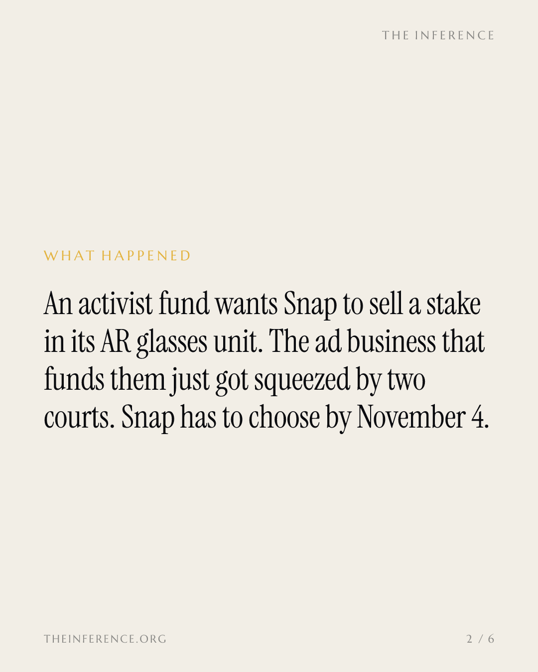 Snap must pick who funds its glasses: a court-narrowed ad engine or outside money — slide 1