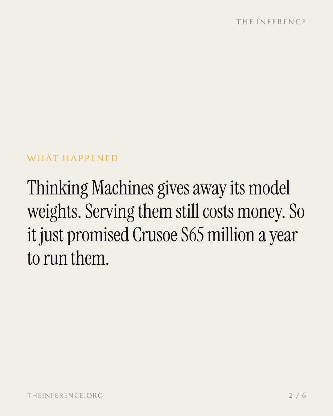 «Thinking Machines» ستدفع لـ«Crusoe» 65 مليون دولار سنوياً مقابل تشغيل نماذج تتيحها مجاناً — slide 1