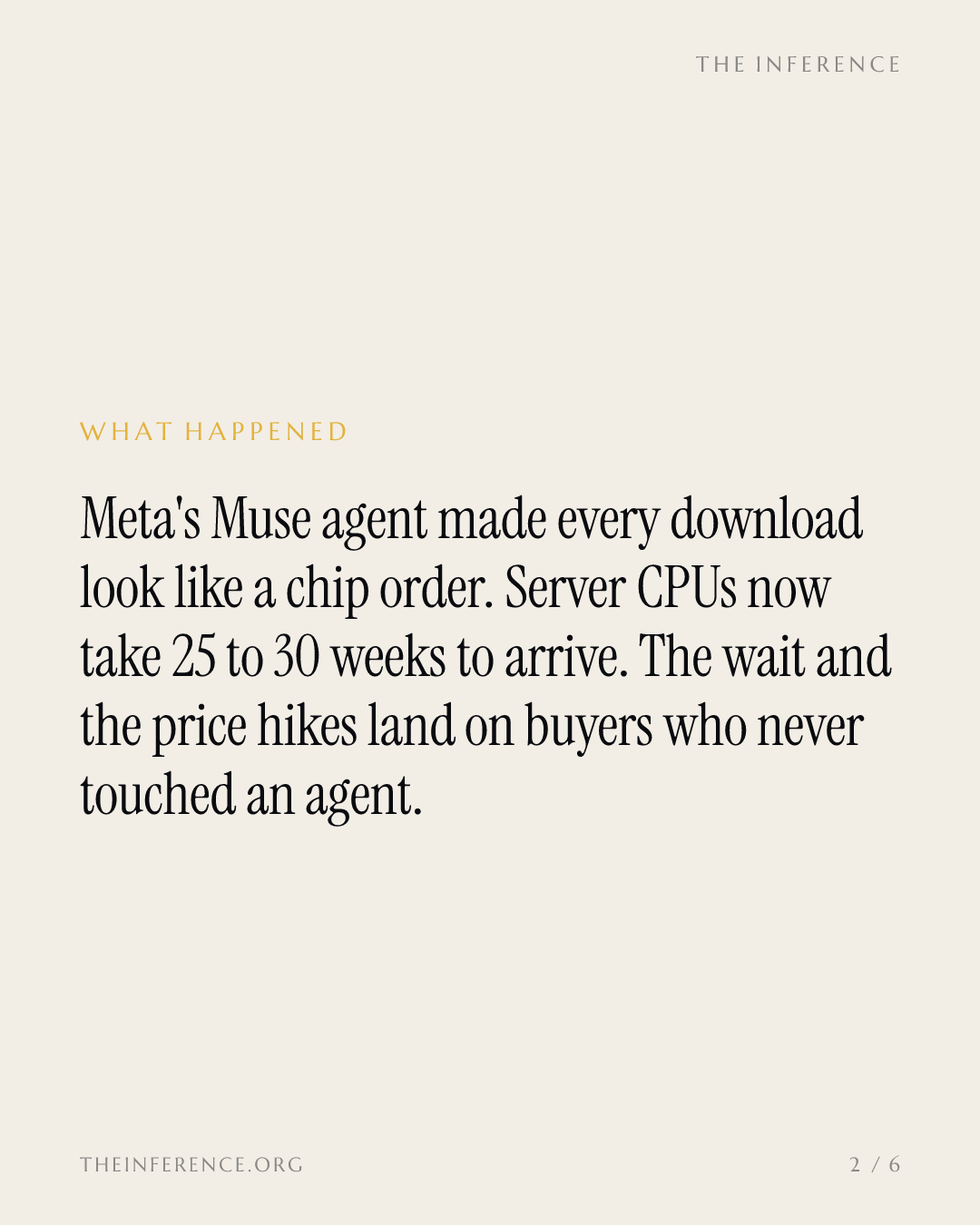 Server CPUs now quote 25 to 30 weeks; the boring chip has a waiting list — slide 1