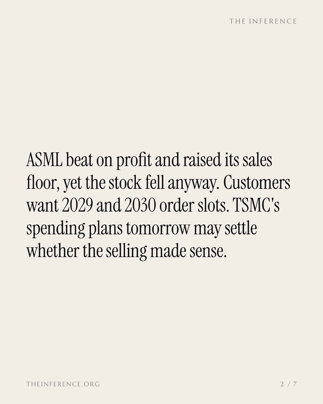 ASML أخفقت بفارق 50 مليون دولار عن التوقعات ورفعت أدنى تقديراتها... فبِيعت أسهم معدات الرقائق على أي حال — slide 1
