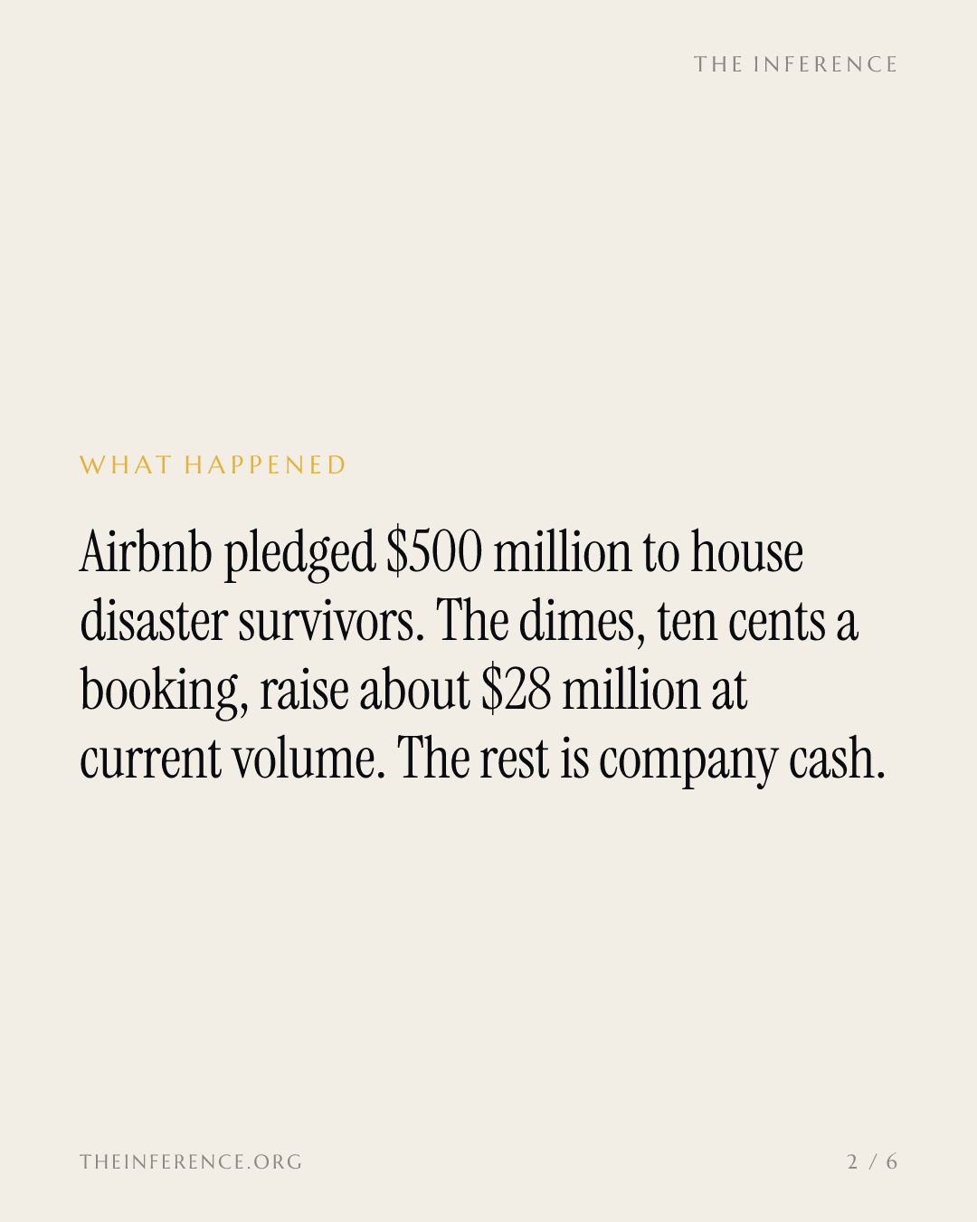 Airbnb promised $500 million for crisis housing. The dimes cover $28 million of it. — slide 1
