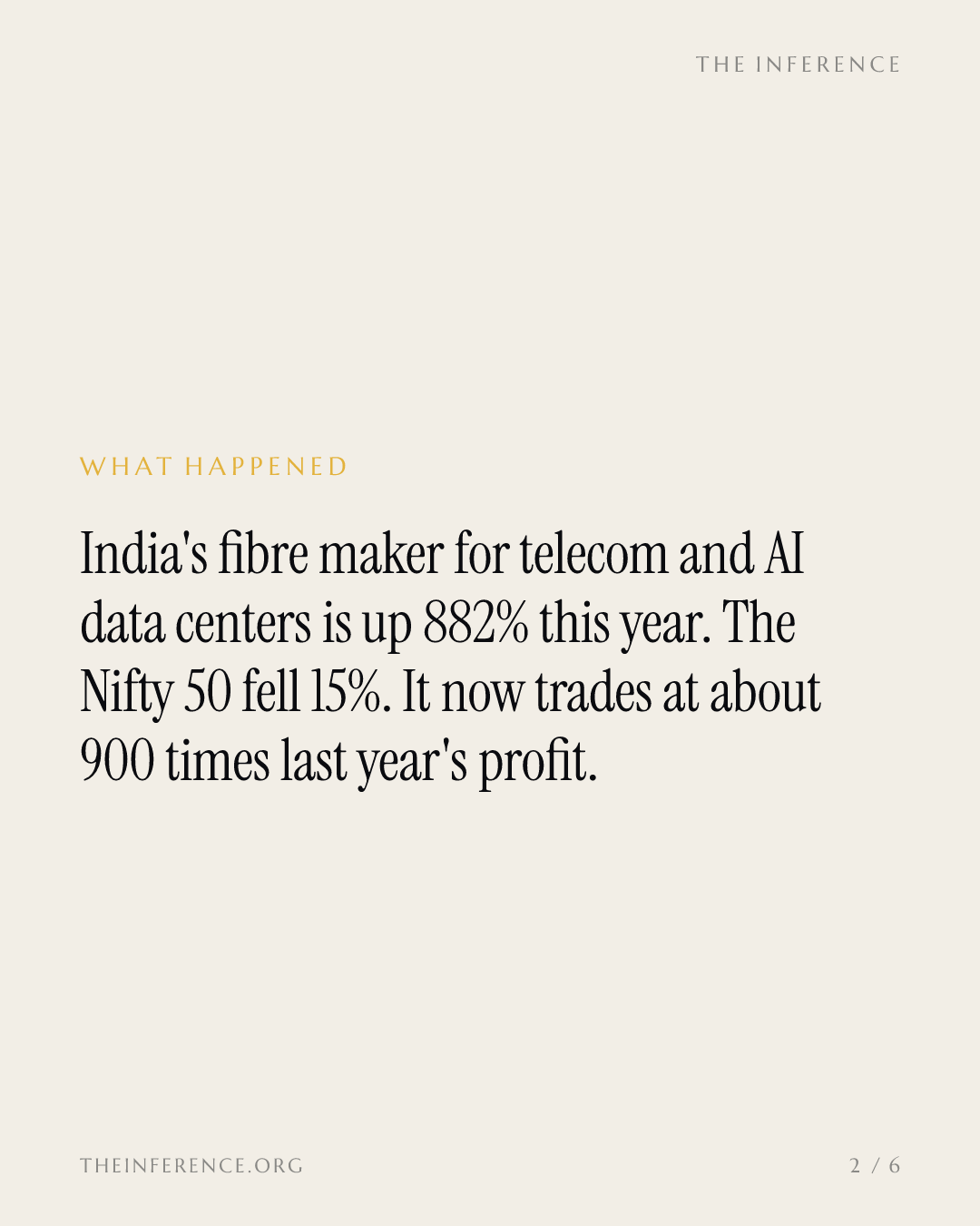 Sterlite Technologies is up 882% in 2026 and trades near 900 times profit; results come October 23 — slide 1