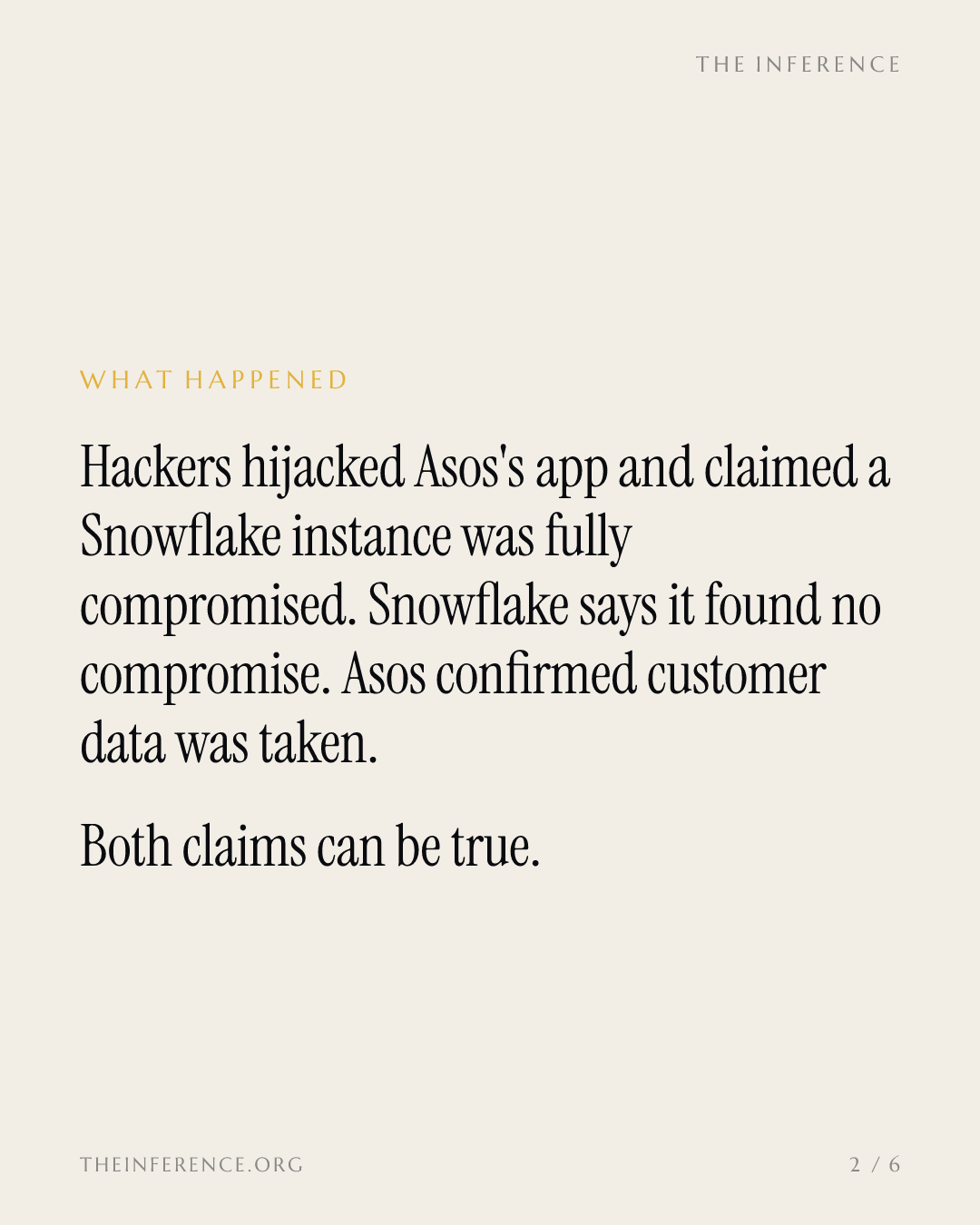 Snowflake denies Asos hackers' breach claim; the $1.65 billion January guide is the test — slide 1