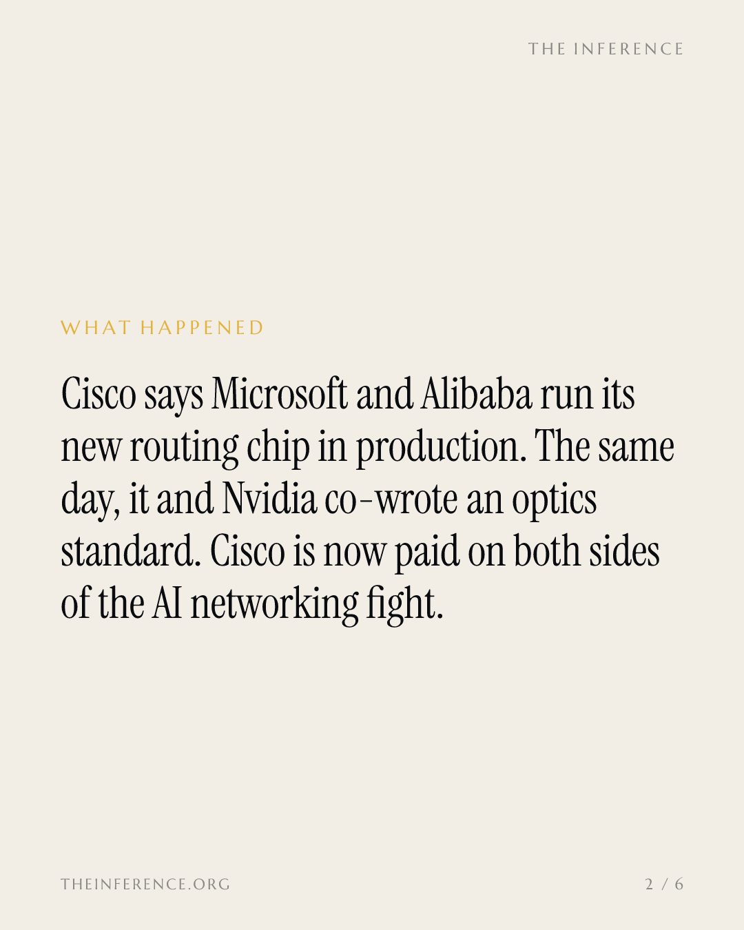 Cisco named Microsoft and Alibaba as production customers, then co-authored an optics standard with Nvidia — slide 1