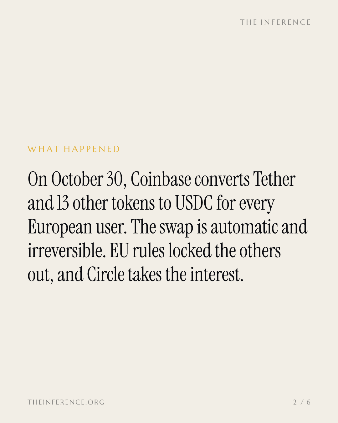 Coinbase's European Conversion Moves Tether Balances to Circle — slide 1