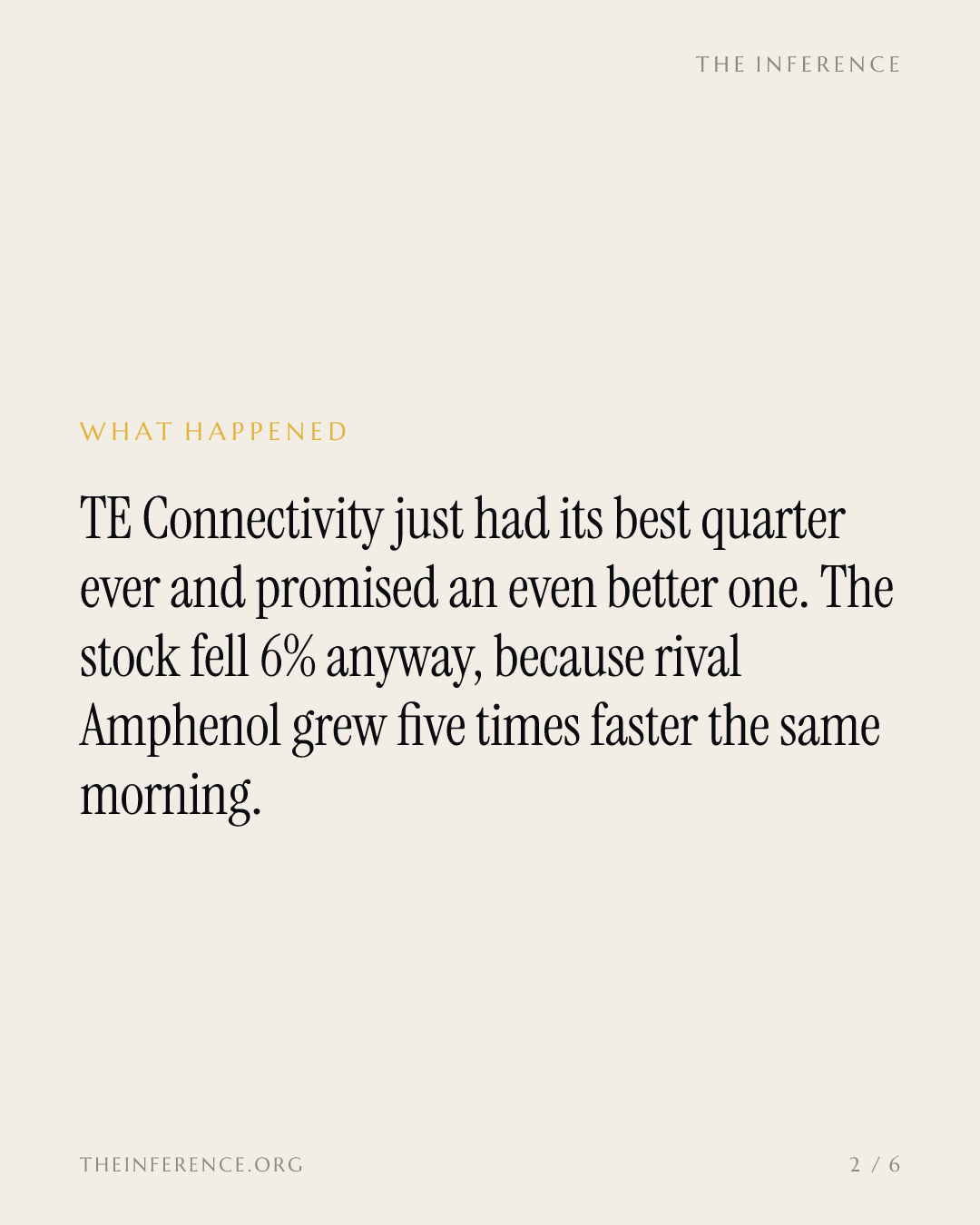 TE Connectivity posts record quarter and guides above consensus; its stock falls anyway — slide 1