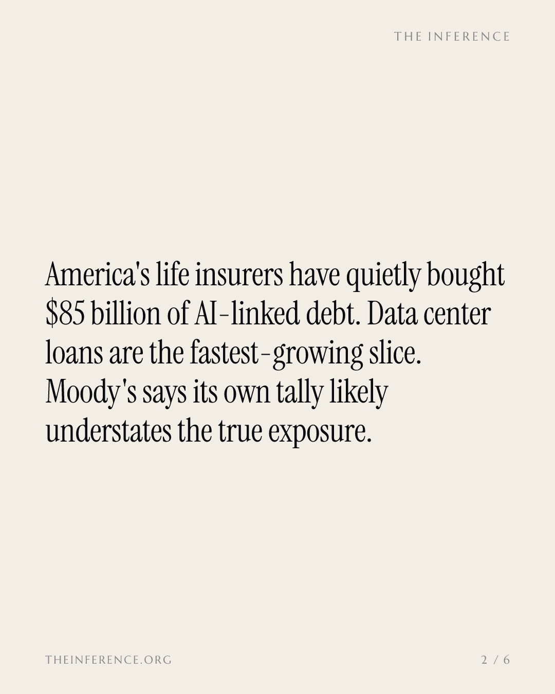 Life insurers bought $85 billion of AI credit, and Moody's says it undercounts — slide 1