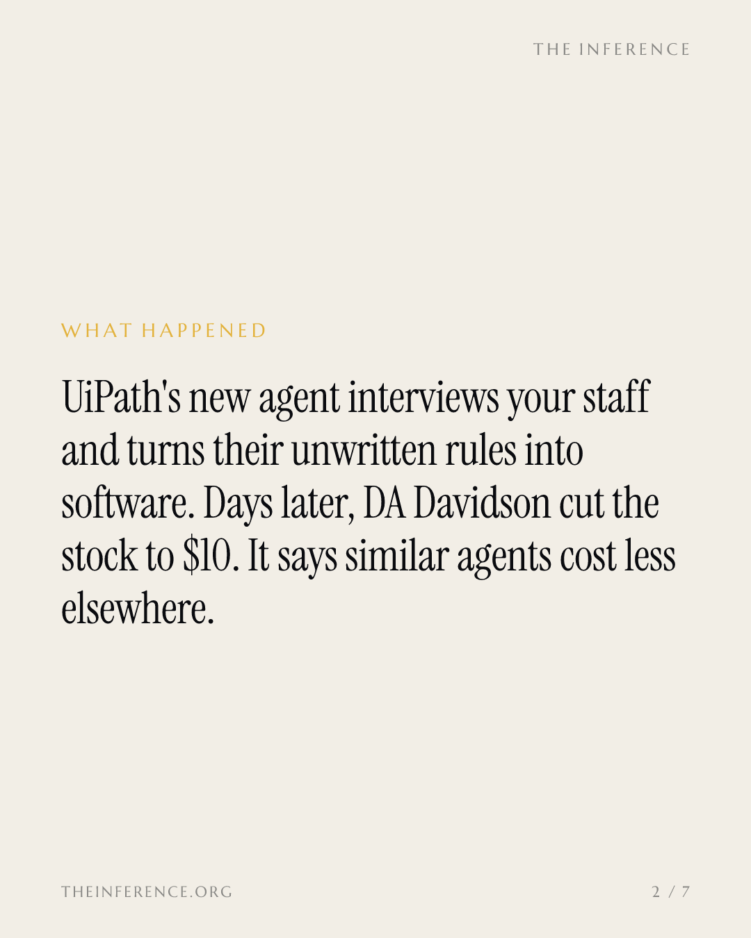 UiPath's agent interviews your staff; a broker answers with a $10 target — slide 1