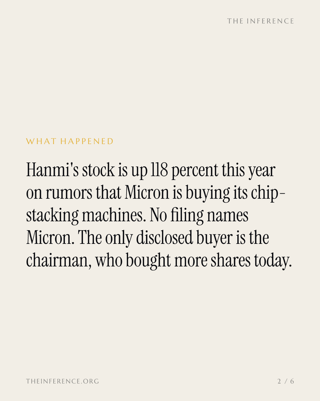 The Only Confirmed Buyer in Hanmi's HBM Rally Is Its Own Chairman — slide 1