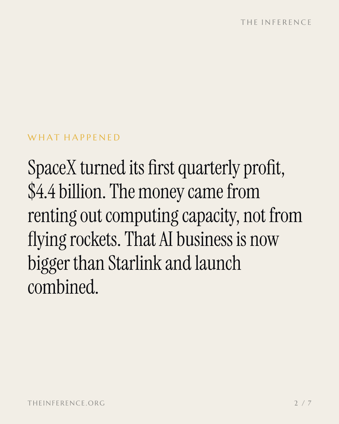 SpaceX posts its first profit, $4.4 billion, as AI compute revenue passes Starlink and launch combined — slide 1