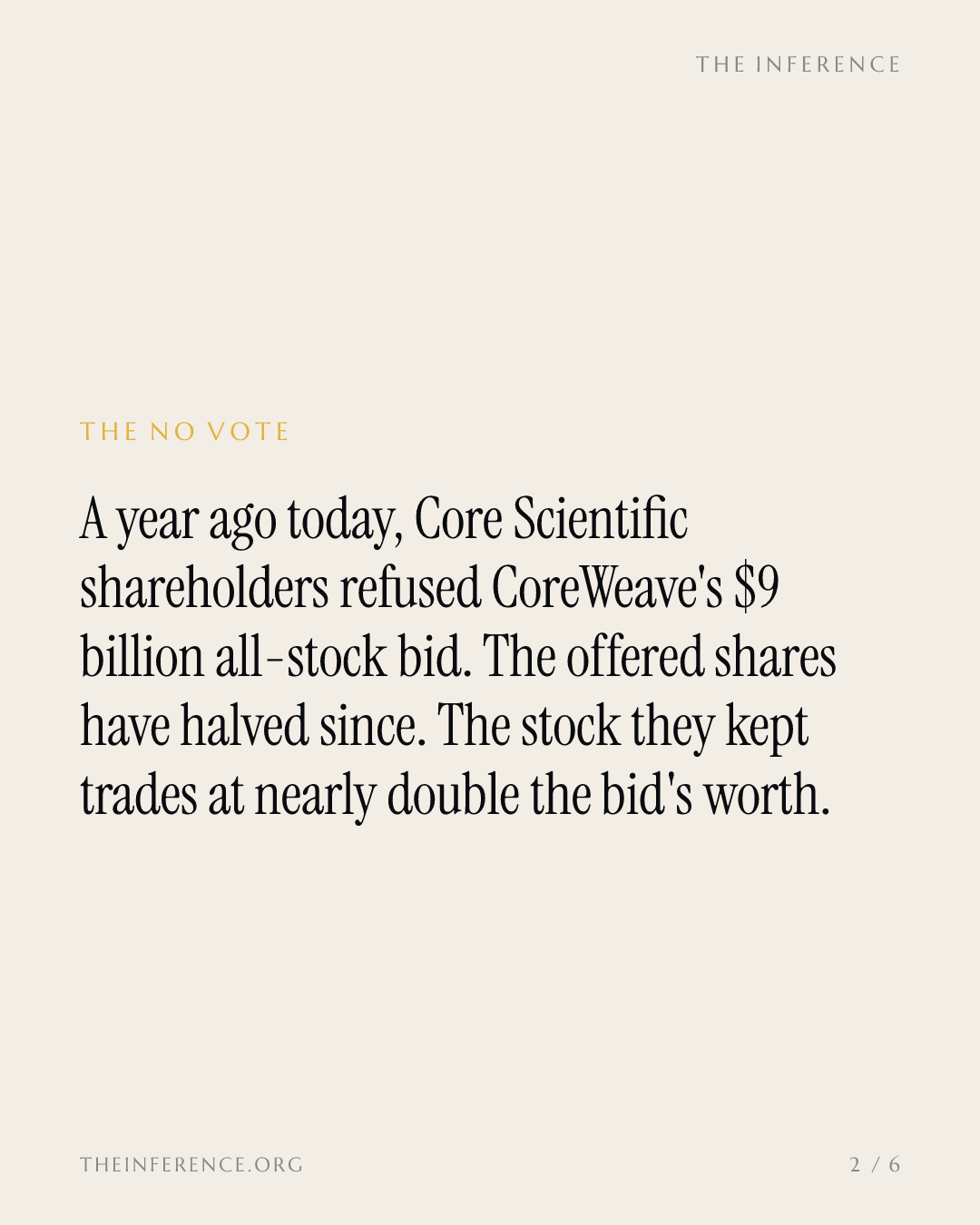 CoreWeave's stock has halved since Core Scientific shareholders refused its $9 billion bid — slide 1
