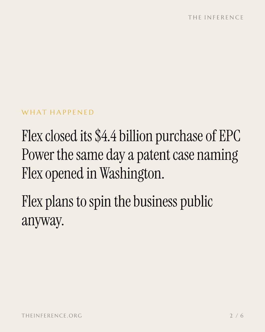 Flex paid $4.4 billion for EPC Power days after the ITC opened Vicor's patent case naming Flex — slide 1