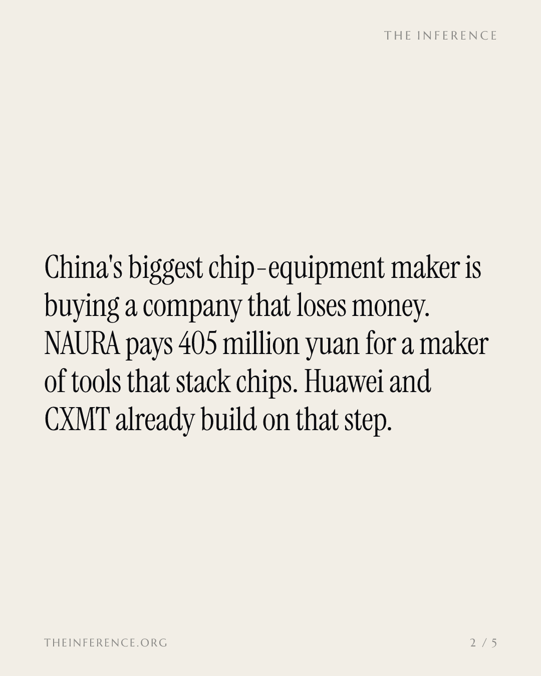 NAURA pays 405 million yuan for a loss-making chip-stacking toolmaker; Huawei and CXMT build on the step — slide 1