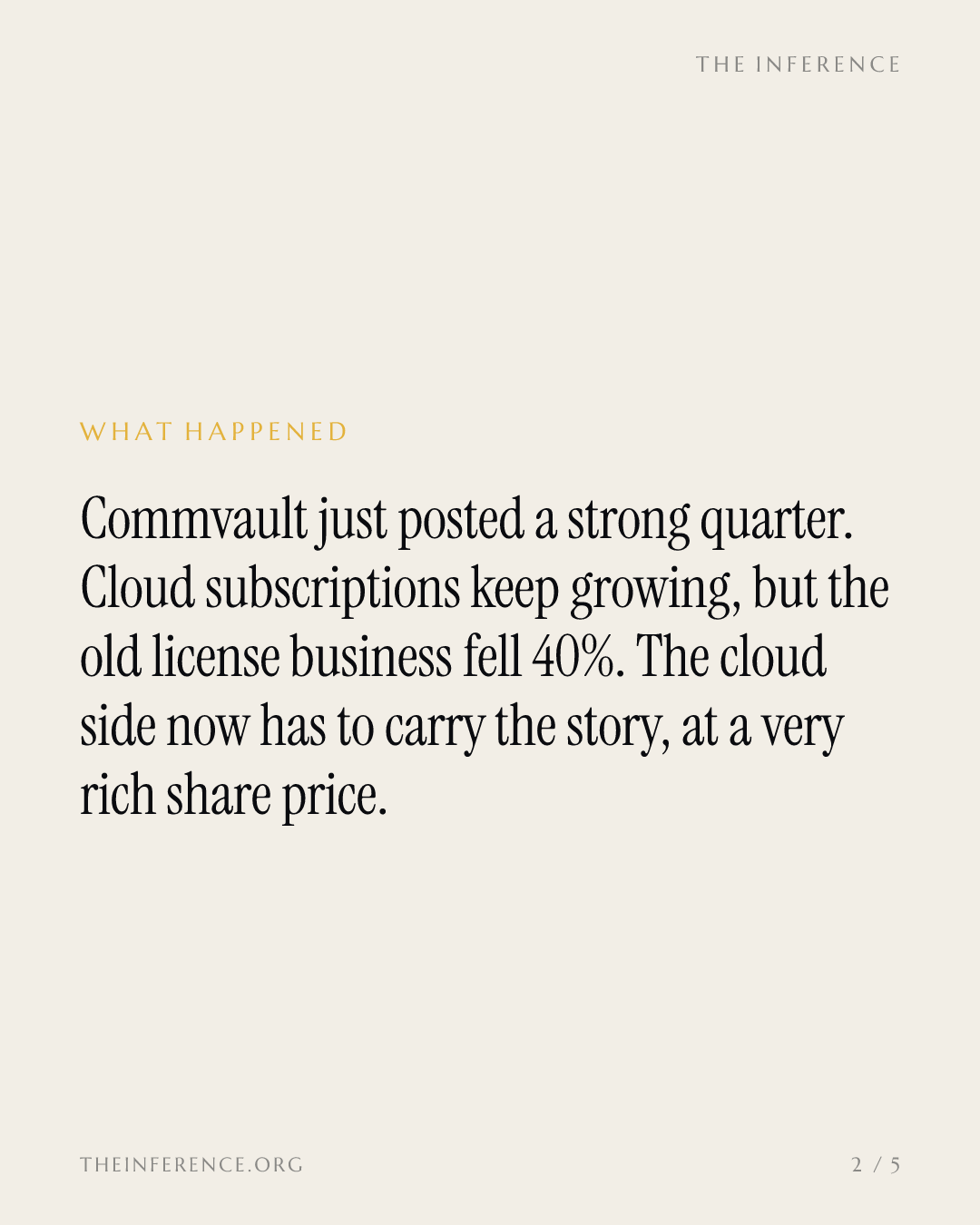 Commvault's resilience premium now rides on its SaaS conversion — slide 1