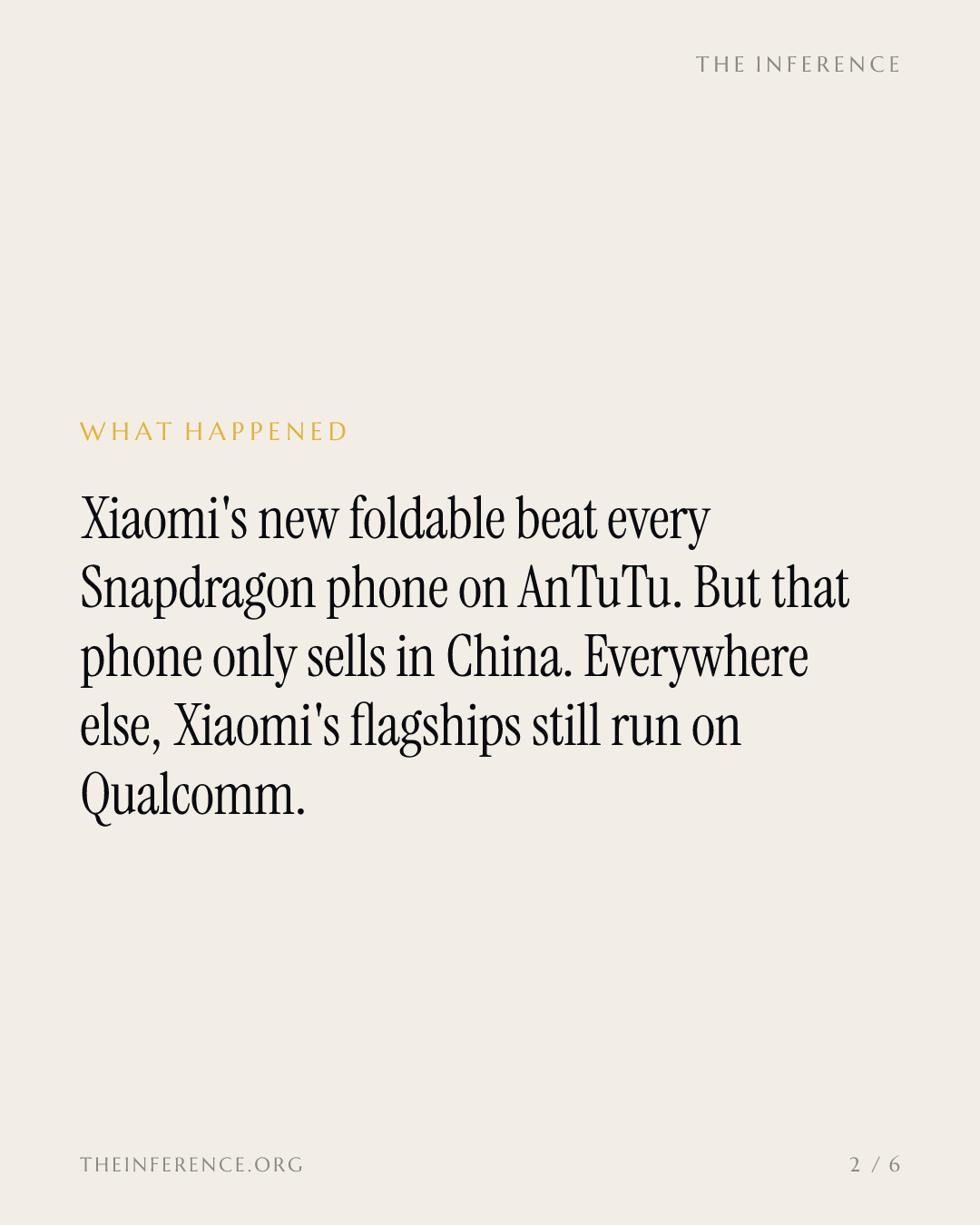 Xiaomi's own chip beat every Snapdragon phone on AnTuTu, and Qualcomm still powers its global flagships — slide 1