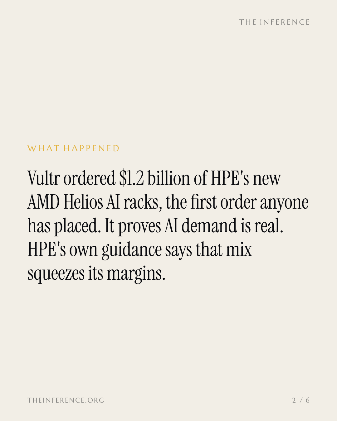 HPE's $1.2 billion Vultr order proves AI demand, and shows how thin it arrives — slide 1