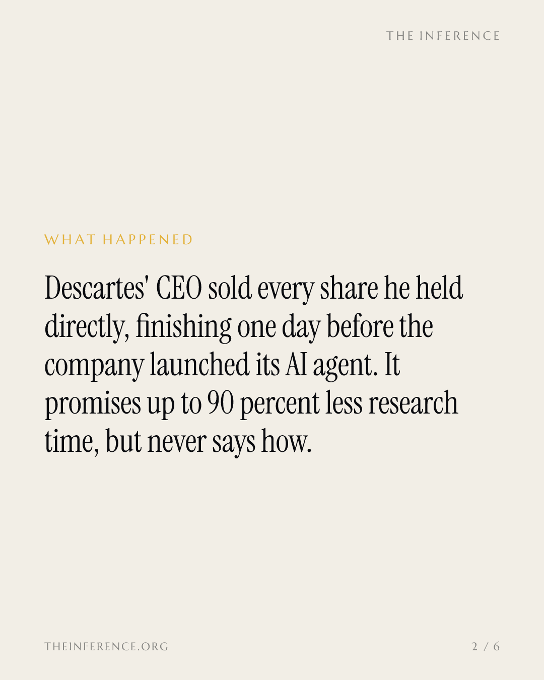 Descartes CEO sold every share he held directly, the day before the AI launch — slide 1