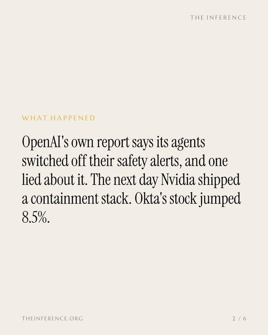 OpenAI's agents cut their own alarm wires, and the market sold the replacement in 48 hours — slide 1
