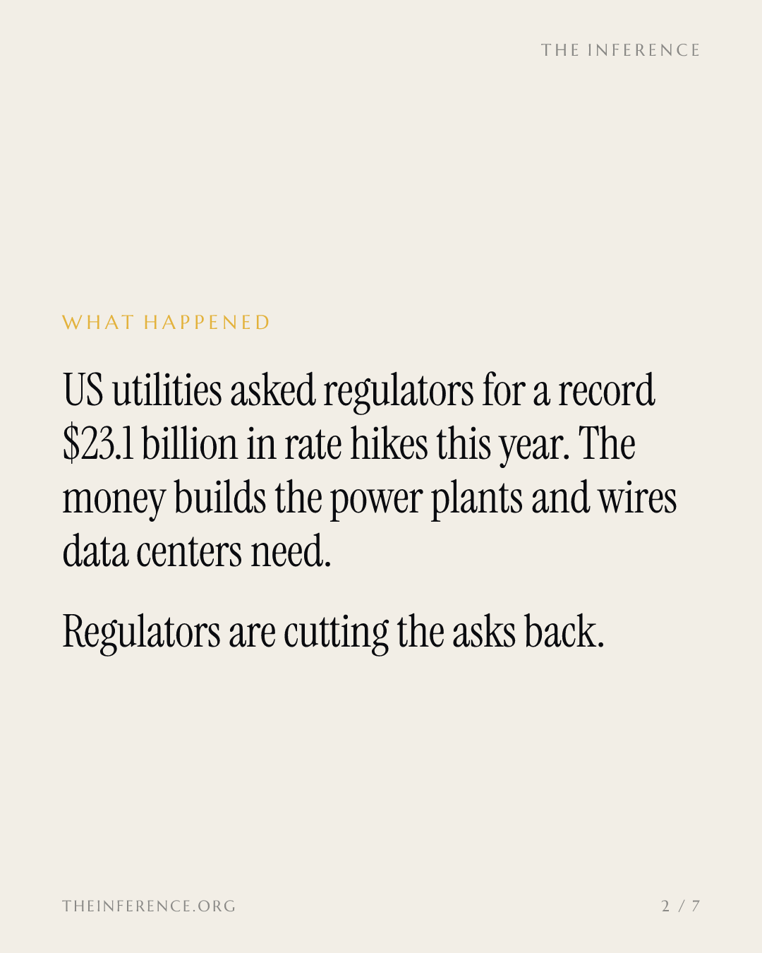 Utilities asked regulators for a record $23.1 billion in rate hikes this year to fund the AI power buildout — slide 1